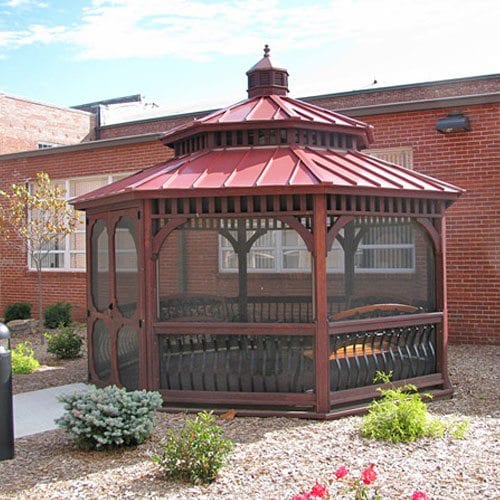 14x14 Octagon Wood Gazebo: Baroque Style, Cupola, Pagoda Roof, Screen Package, Standing Seam Metal Roof