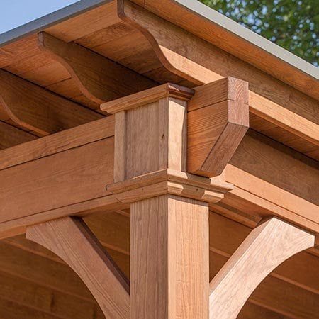 10x14 Santa Fe Pine Pavilion: Stain, Post trim detail