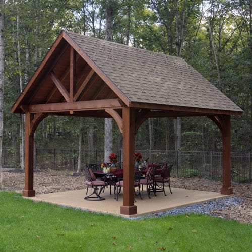 10x16 Alpine Wood Pavilion: Stain, Asphalt shingles - Dual Brown