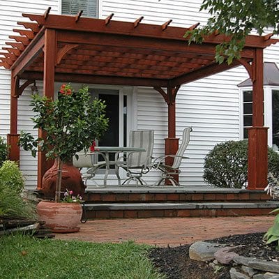 12x12 Traditional Wood Pergola: Canyon Brown Stain, Superior Post Trim